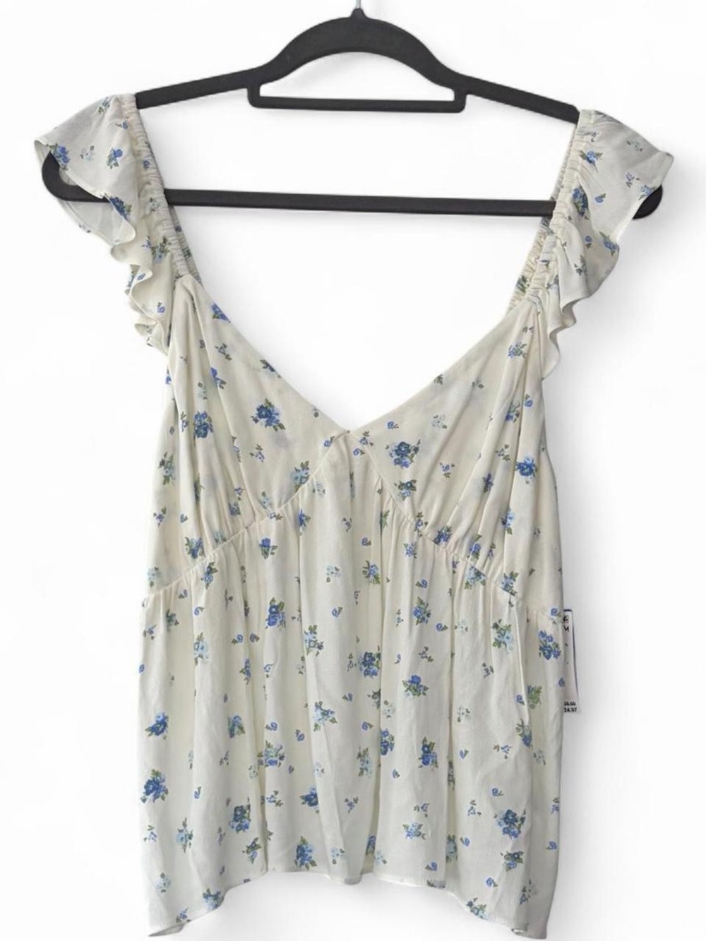 Nordstrom Cream Floral Ruffle-Trim V-Neck Cami